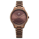 Fastrack Stunners Women's Watch Analog Brown Dial with Brown Stainless Steel Band, 6296QM01